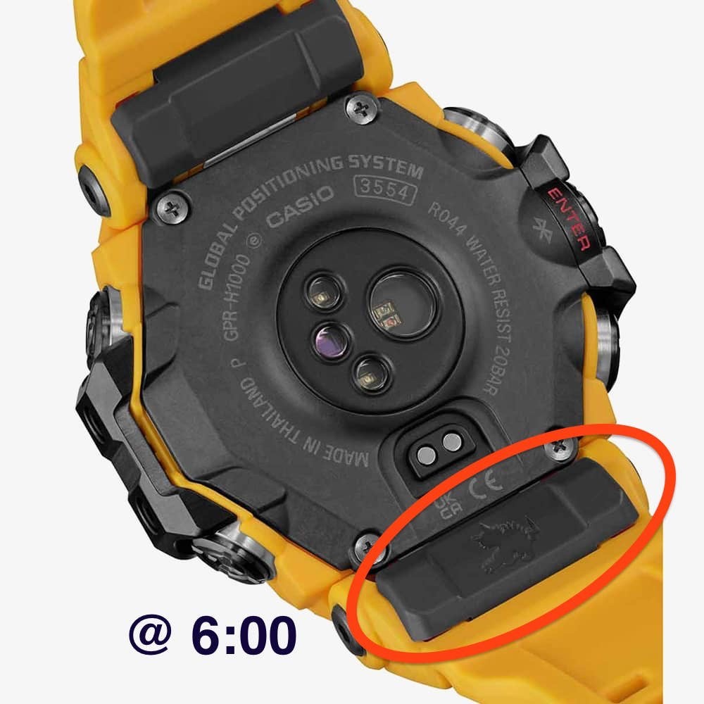 G-Shock Rangeman GPR-H1000 GPRH1000 black resin watch band end piece @ 6:00