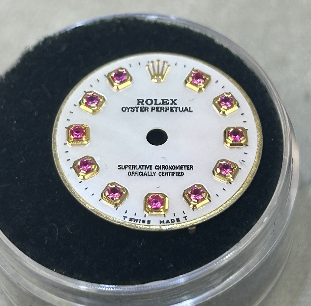Rolex Oyster Perpertual Ladies 24mm Watch Custom MOP Ruby Dial For 67193 & 67183