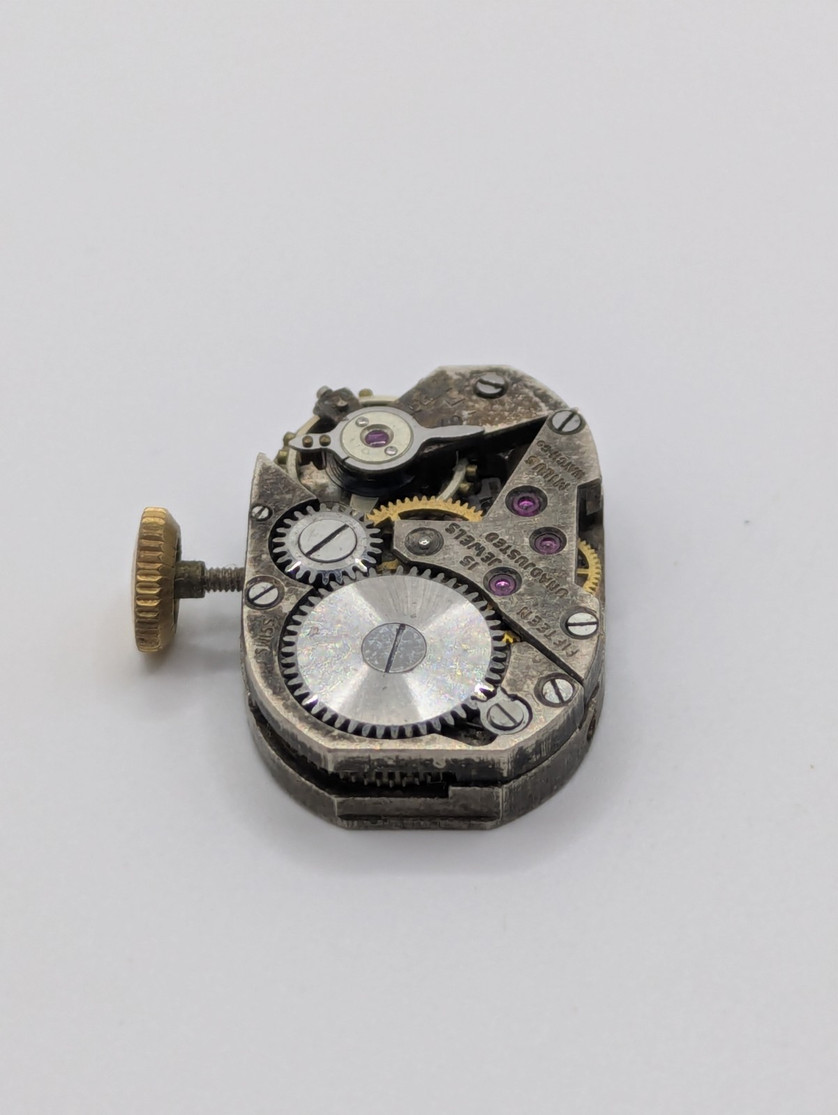 F302 Milus 15 Jewel Manual Watch Movement Swiss Made No Dial Untested 15.1mm