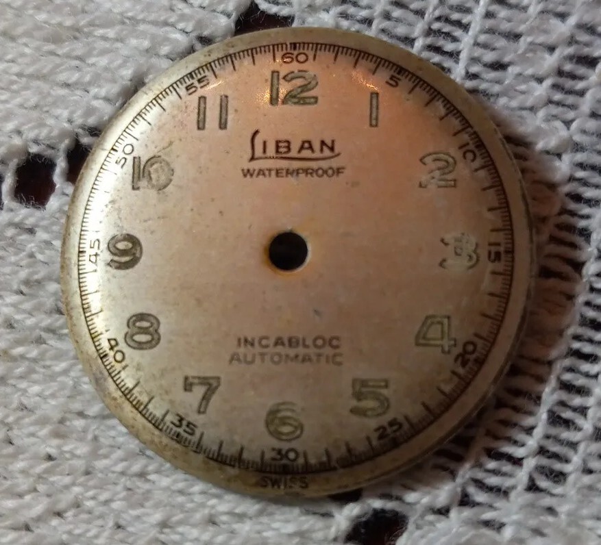 Vintage WW2 LIBAN MILITARY dial only / Waterproof / Automatic /Incabloc