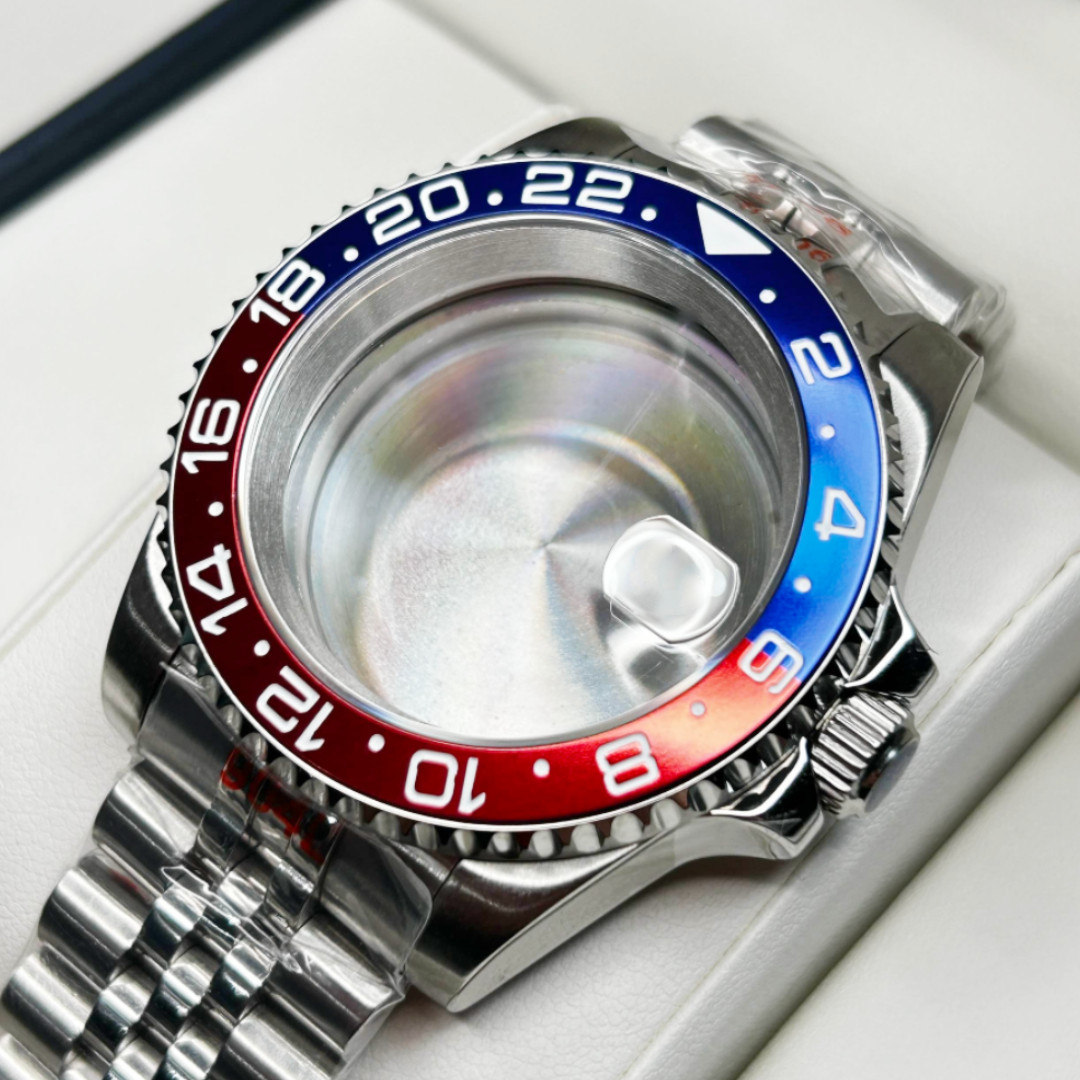 40MM SUB GMT Pepsi Unidirectional bezel 20ATM Watch Case Sapphire Fit NH34 NH35A