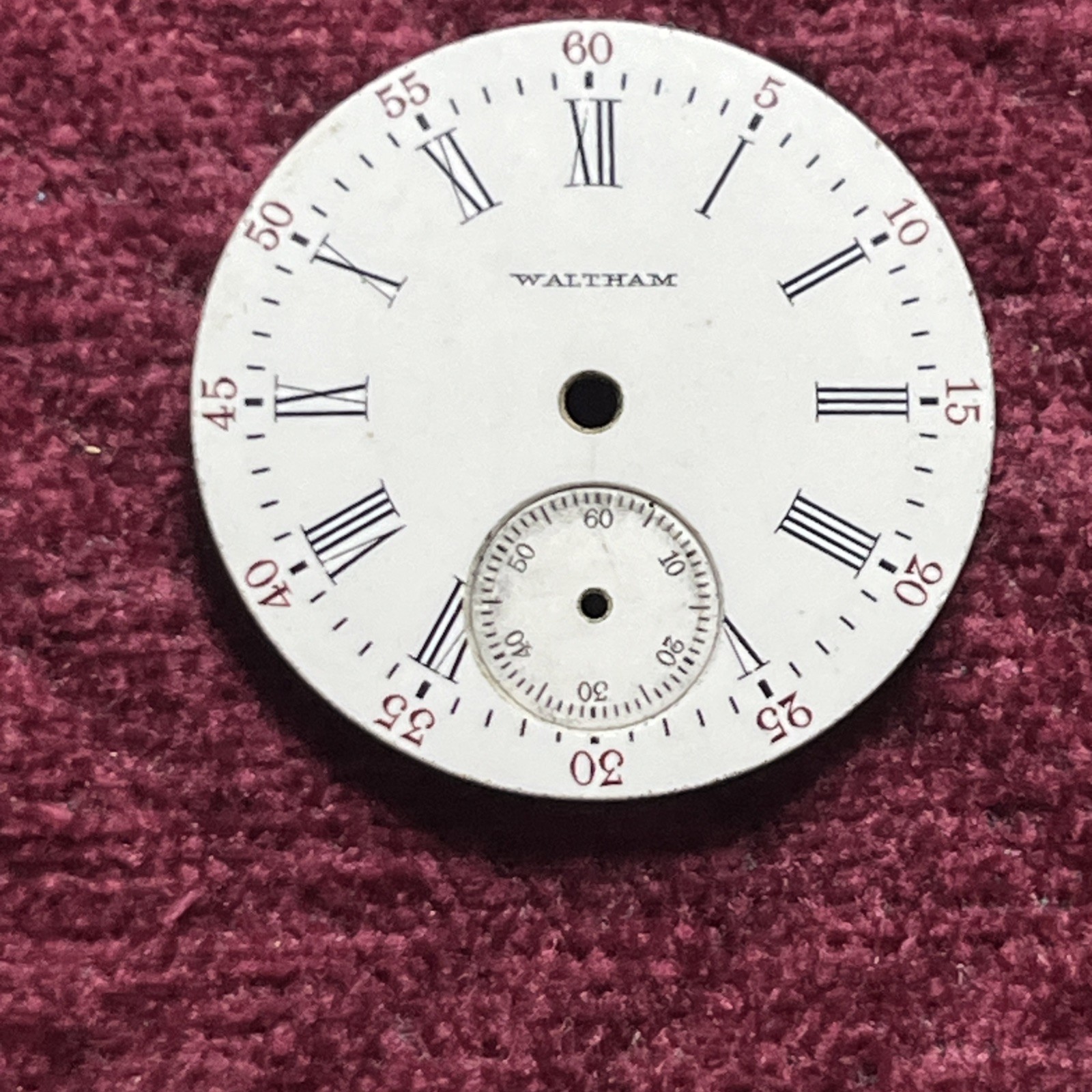 Vintage Waltham Watch Dial Only 28mm w Roman numerals