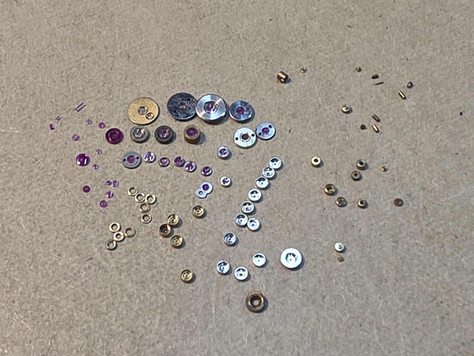 Lot Of 80 Mixed Pocket Watch/Wristwatch Jewel Parts-Jewel Settings, Unset Jewels