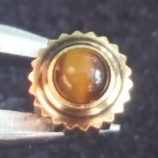 Omega Dustproof Crown With Tiger Eye Cabochon Stone Part Number 22063
