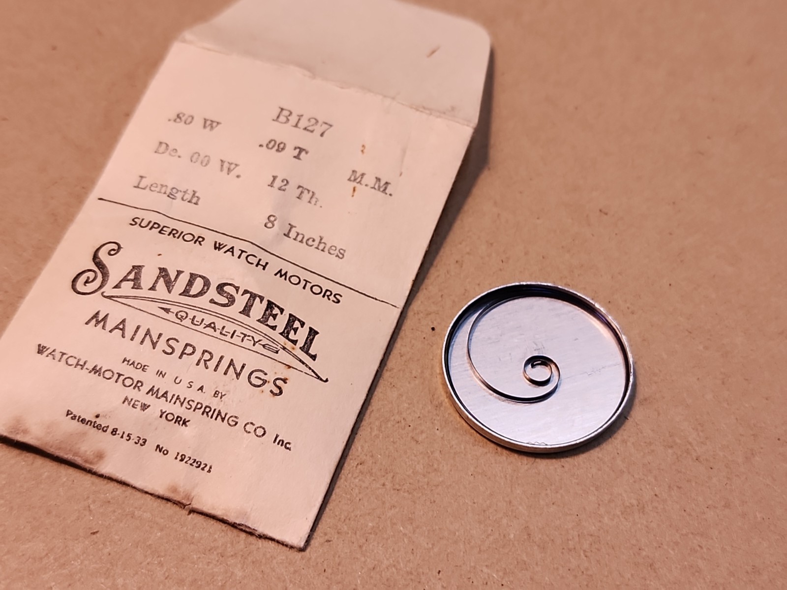 NOS Sandsteel B127 Mainspring Parts Spares Repairs