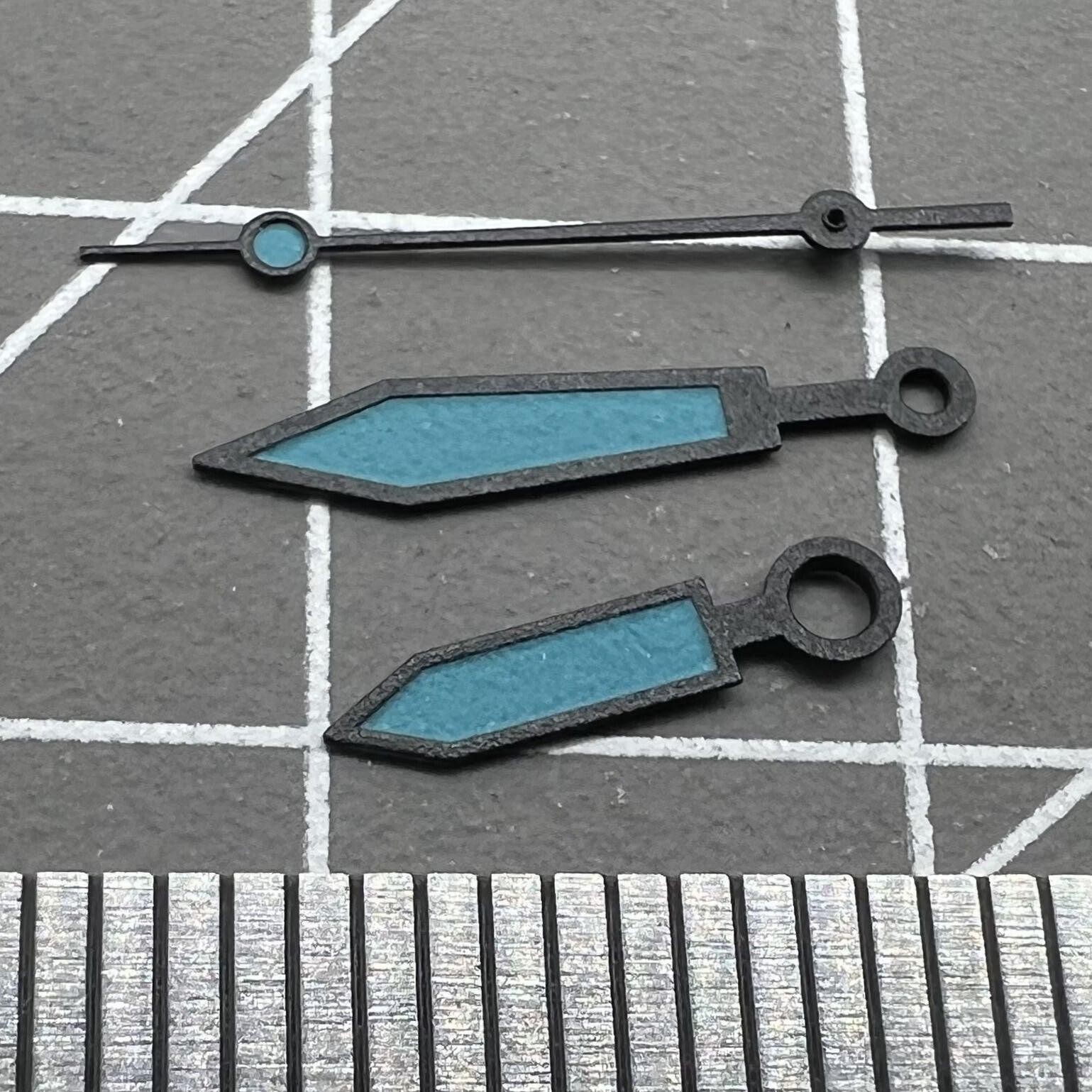 Blue Luminous Blue Polished Black Trim Hands Set for ETA2836/2846/2824/2846