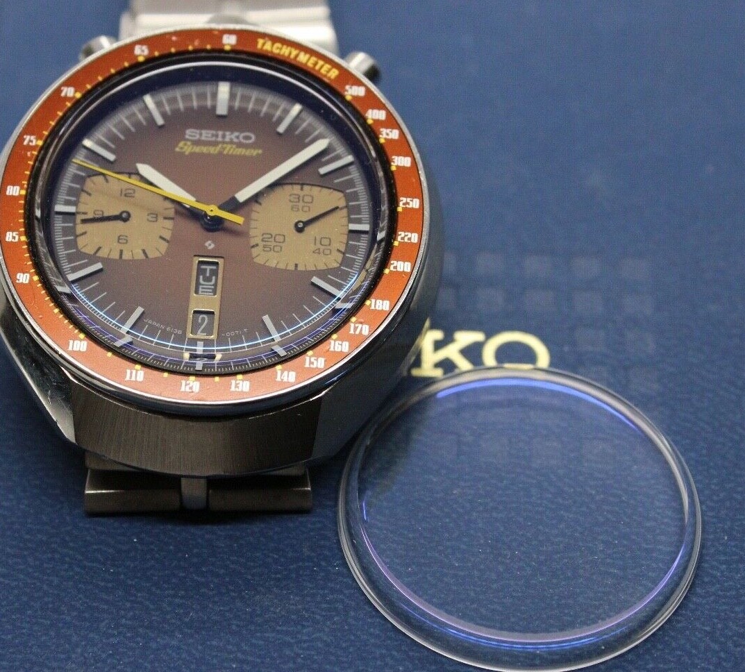 Blue Mineral Glass Crystal SEIKO 6138 6138-0040 6138-0049 Bullhead 340W14GN