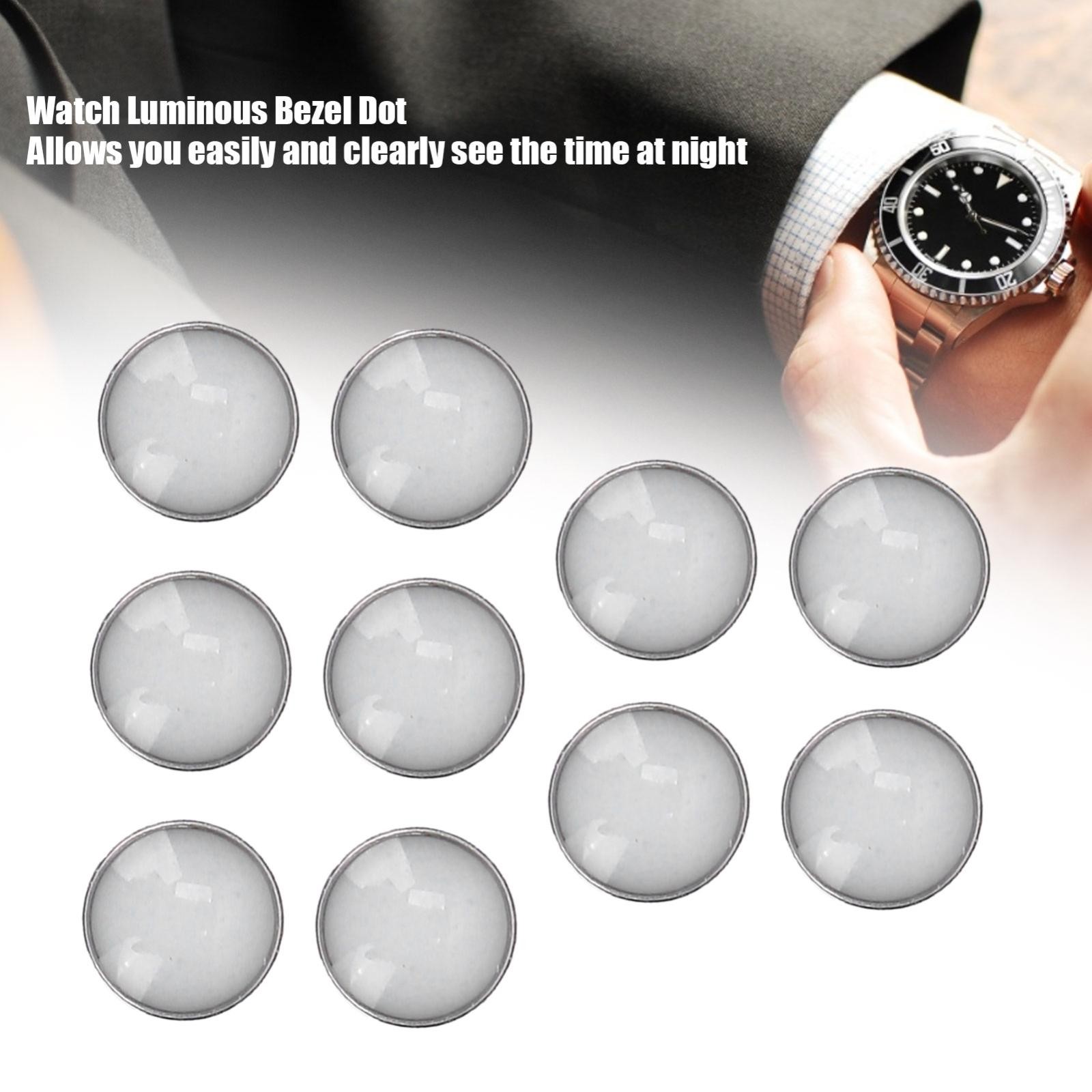 10* 2mm Pearl luminous green blue pip bezel insert Dot Silver gold watch Reapir