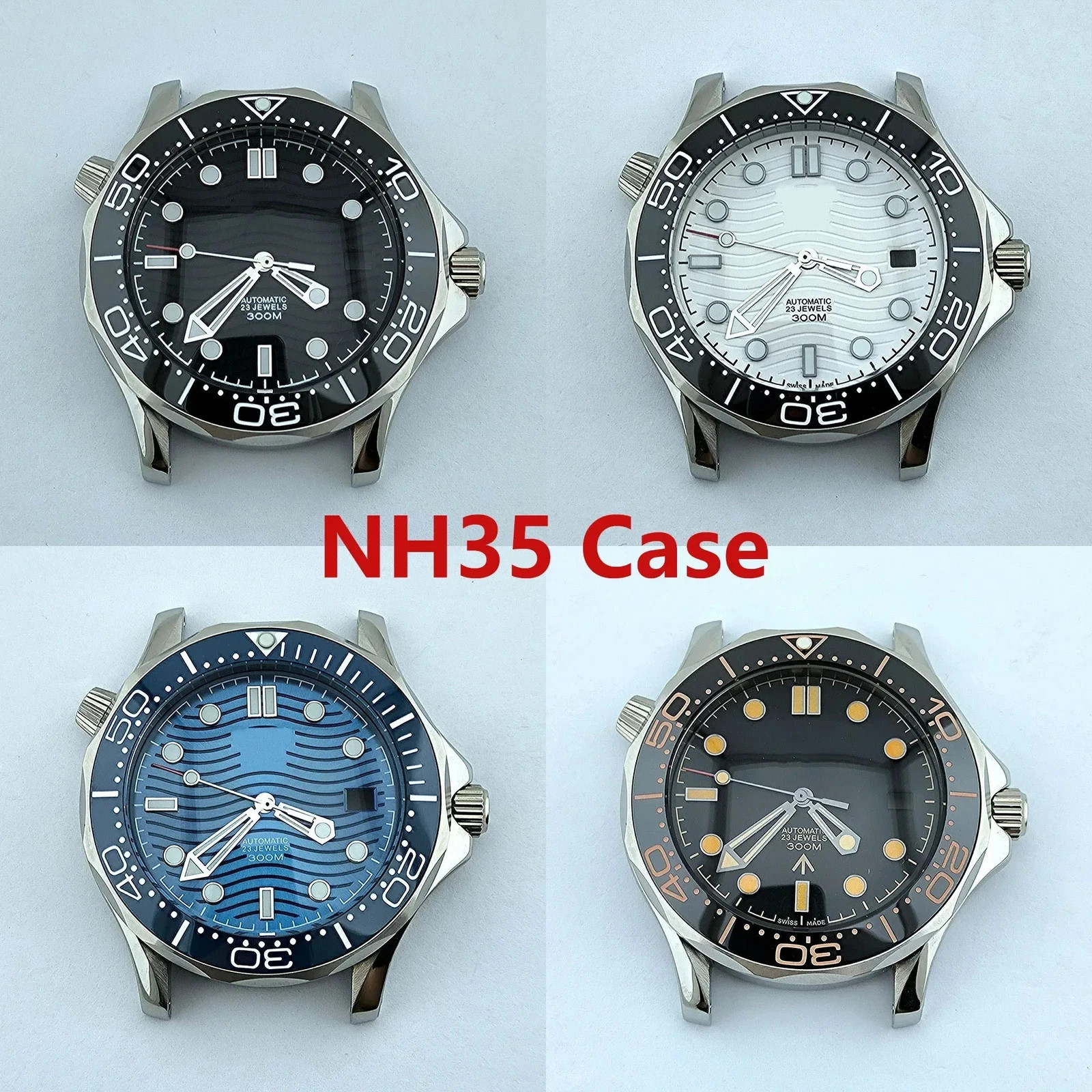 Stainless Steel Strap for NH35 Seamaster 300 Case 41mm Automatic Waterproof Part