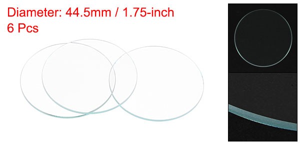 Round Flat Watch Crystal Lens Glass 44.5mm Dia. Replacement Parts, Clear 6 Pcs