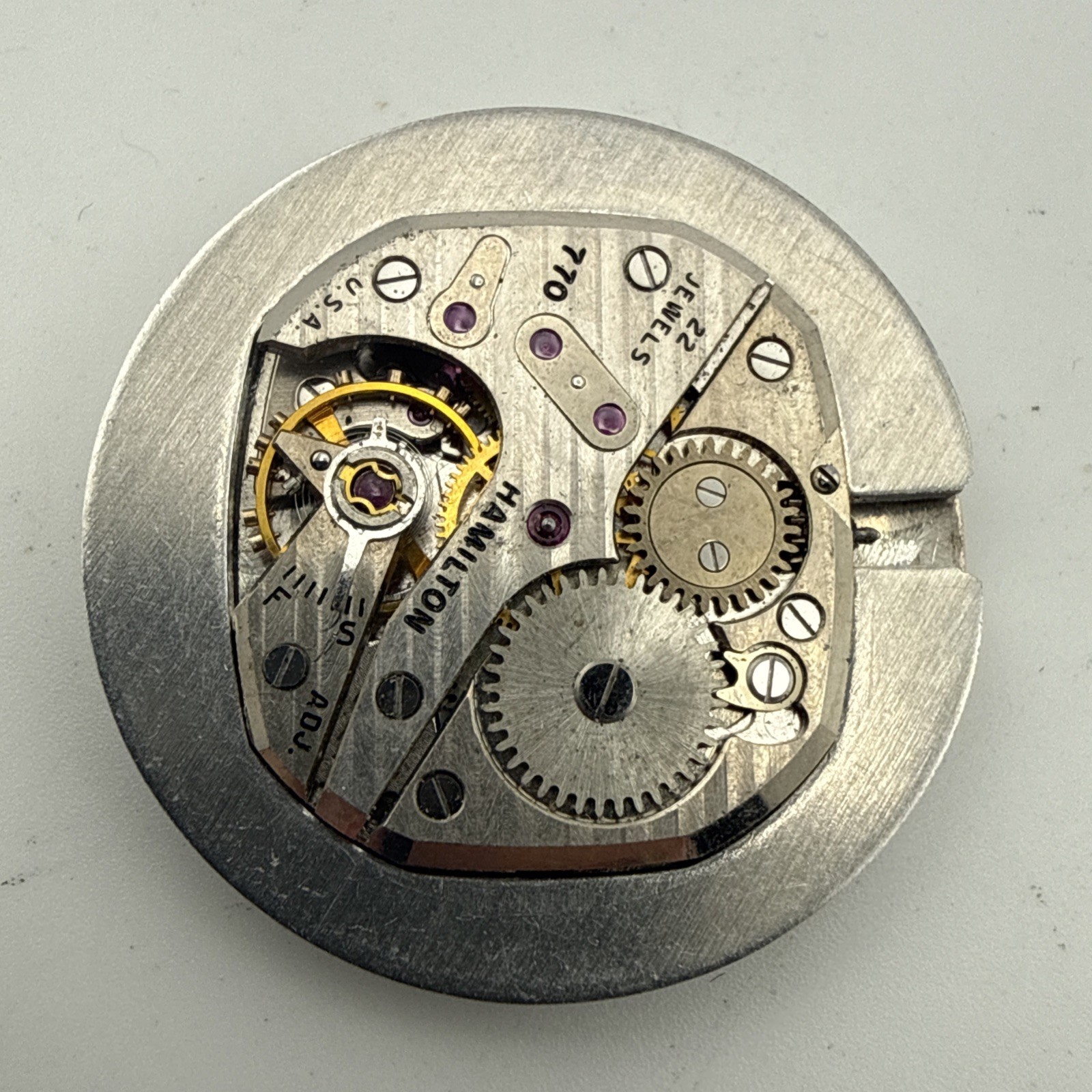 Vintage Hamilton Manual Wind 22J 770 Wrist Watch Movement For Parts As Is