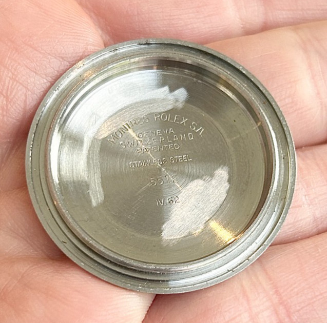 A Vintage Rolex Submariner Ref.5512 Wristwatch Case Back dated 1962.