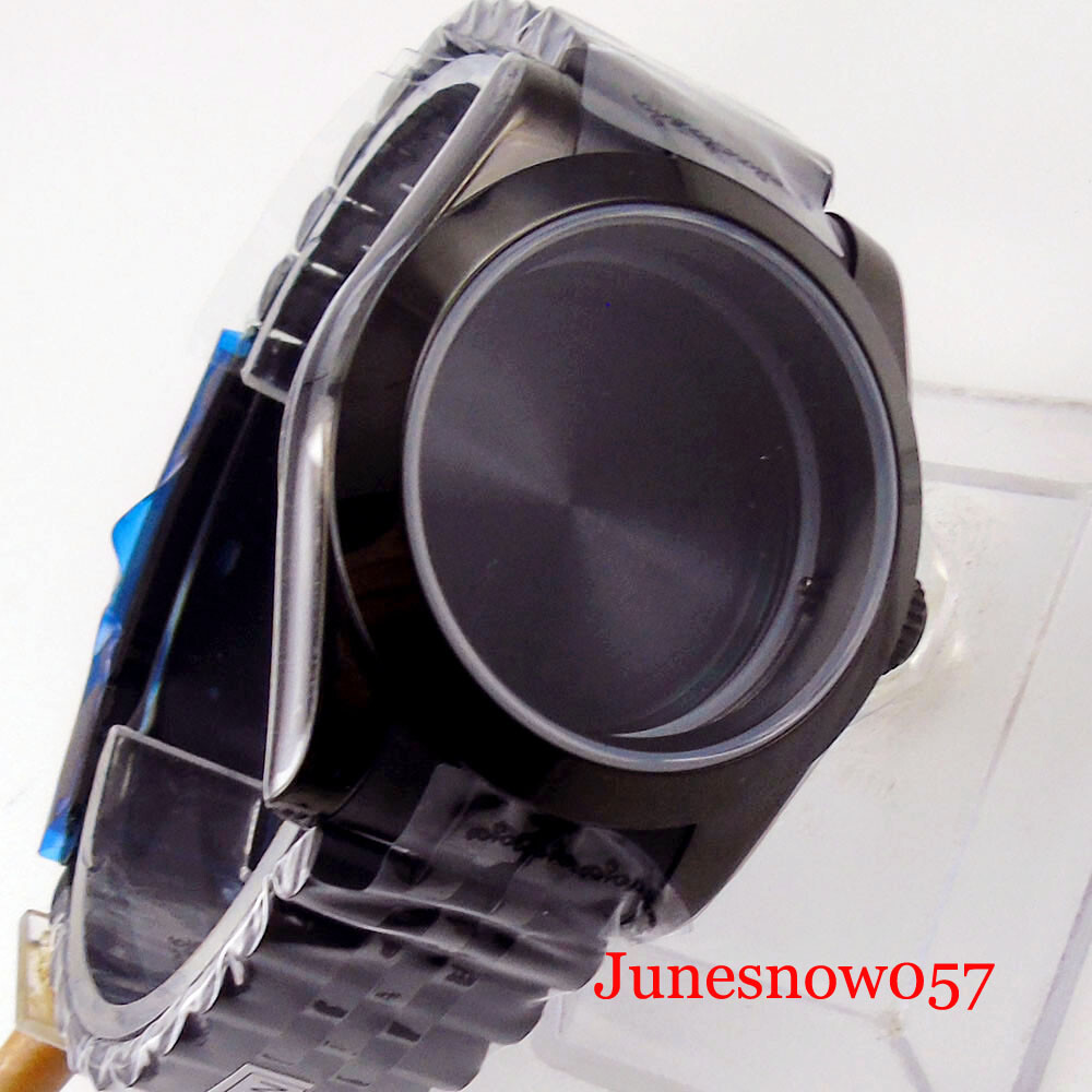 fit NH35A NH36A MIYOTA 8215 Black PVD Polished 39mm Watch Case Glide Lock