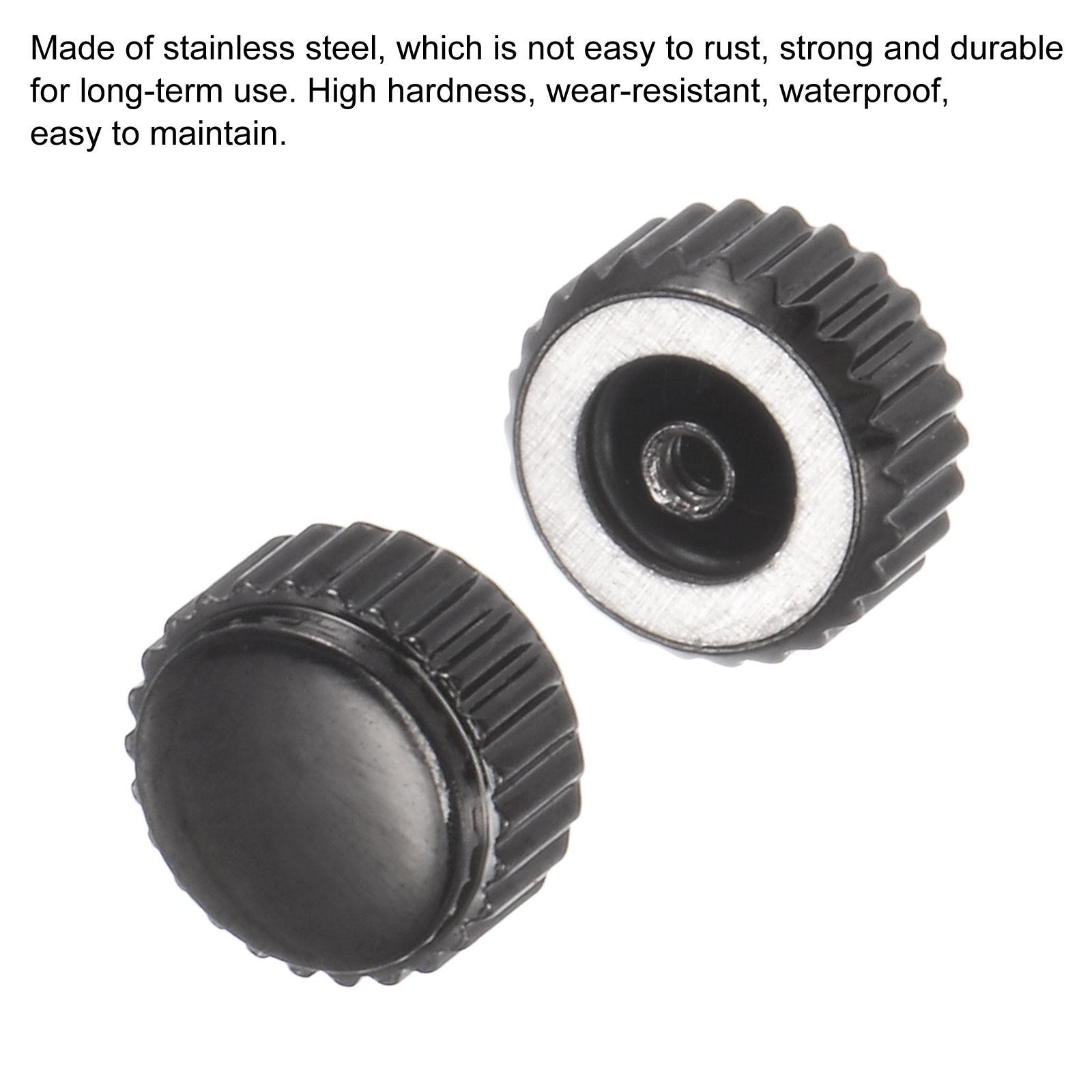 2Pcs 2.8x5mm Watch Crown SUS304 Flat Head Short Stem Watch Crown 2.5mm ID Black