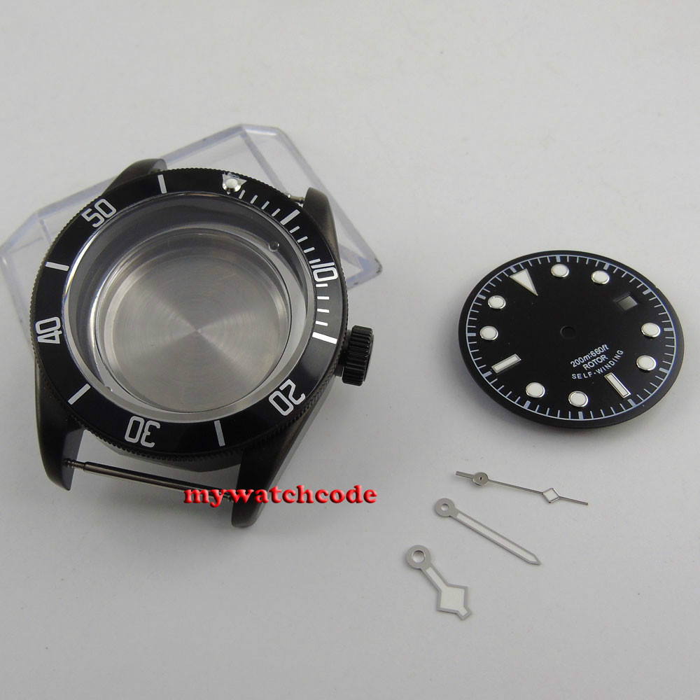 41mm sterile PVD black bay date Case Set for ETA 2824 2836 movement C124