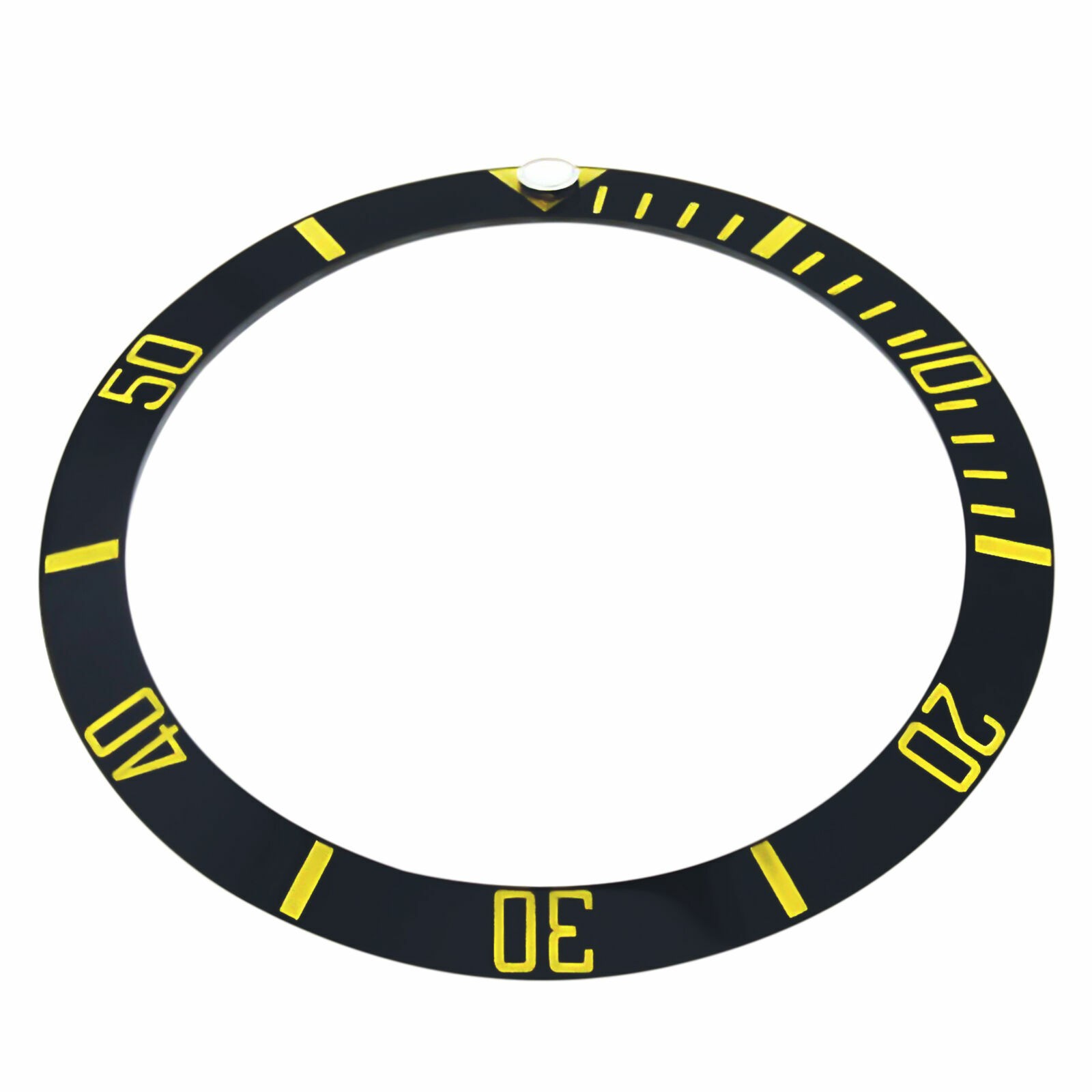 Black Ceramic Replacement Bezel Insert 37.50mm x 30.70mm Gold Font For Invicta
