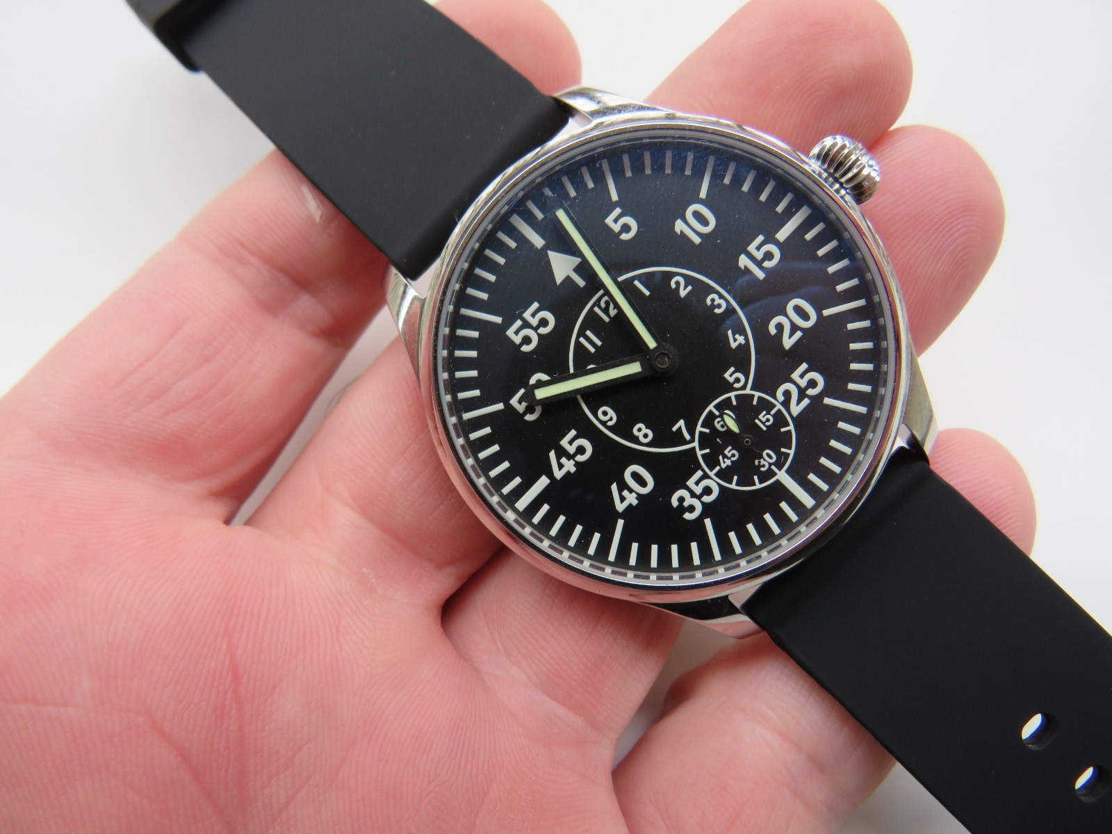 Custom made conversion men’s Arnex Pilot wristwatch Eta movement works well