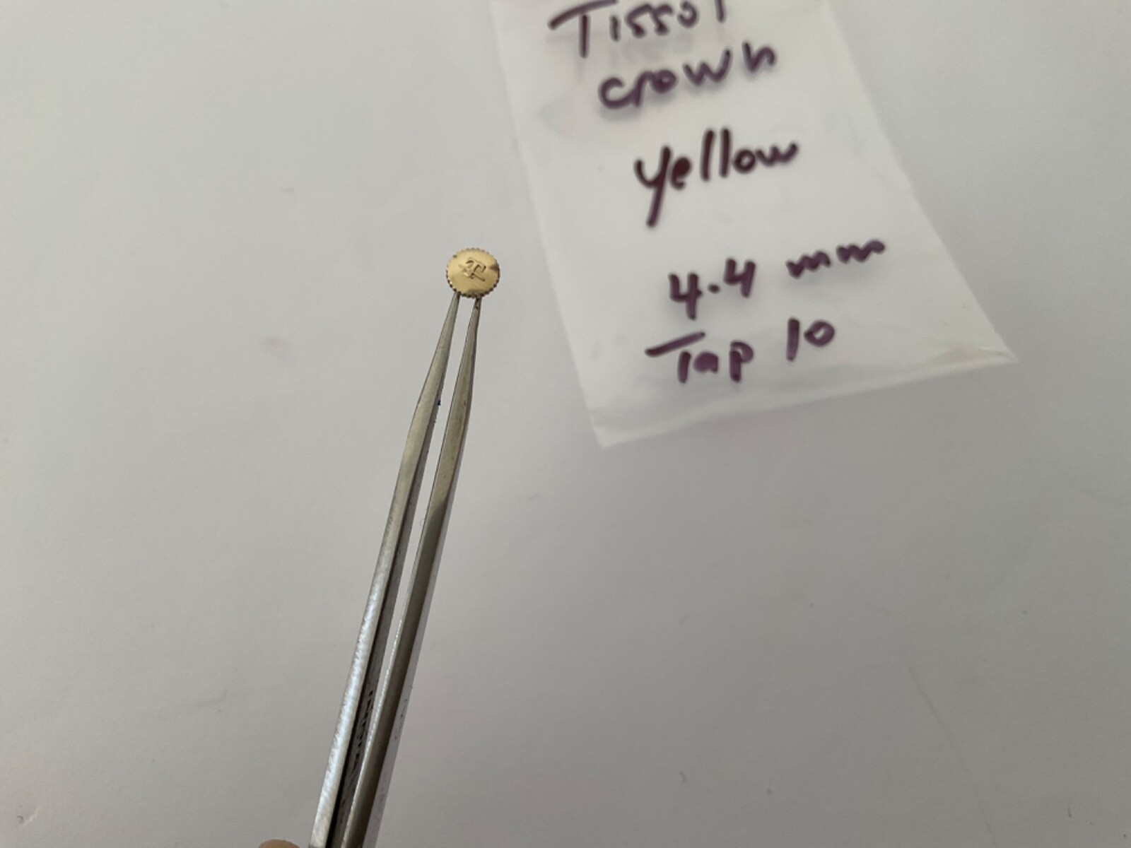 TISSOT CROWN WATCH PART SIGNED “T” Yellow Tap 10 ,4.4 mm diameter