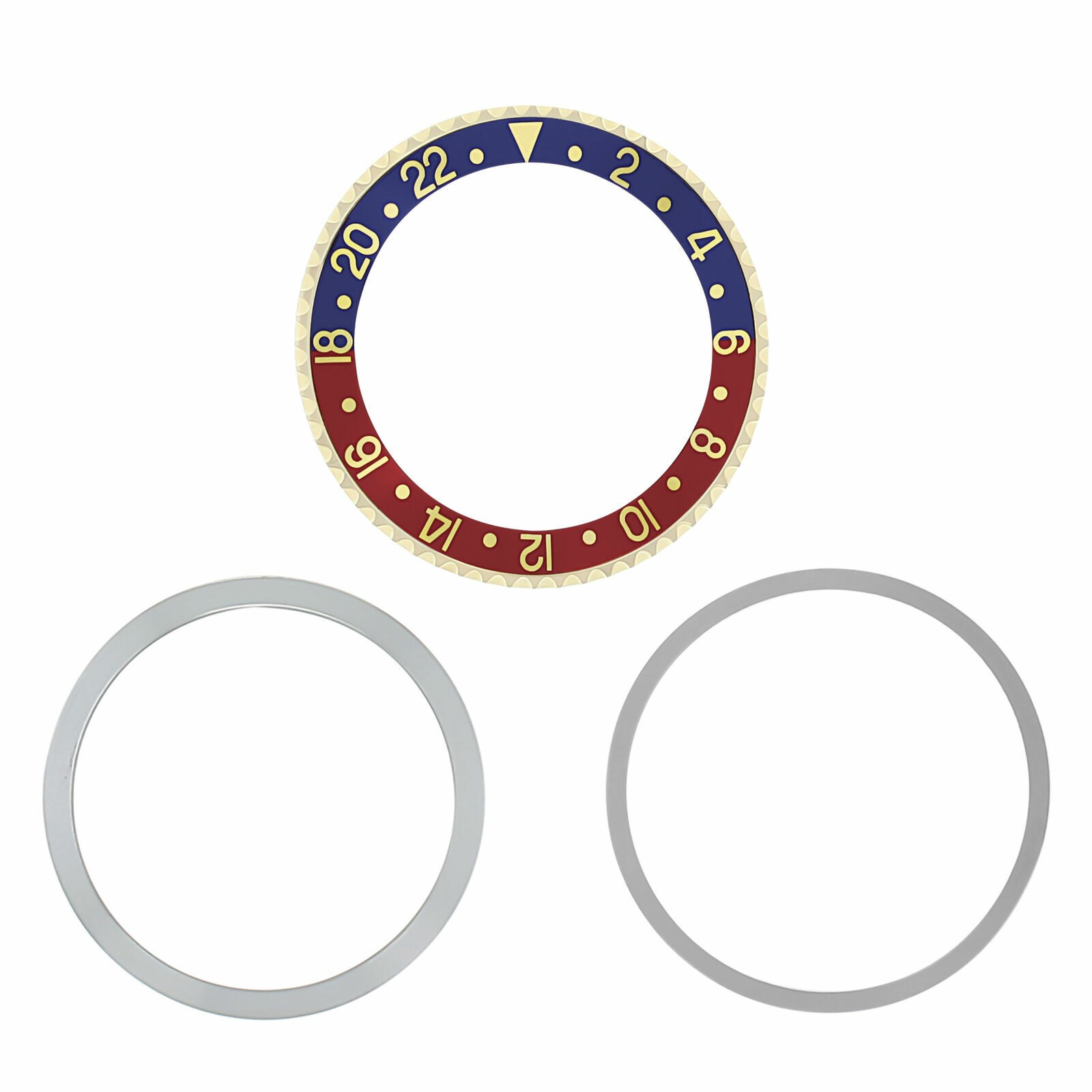 BEZEL & INSERT,RETAINING FOR ROLEX GMT 18K REAL GOLD 1675 16750 16753 16758 PEPS