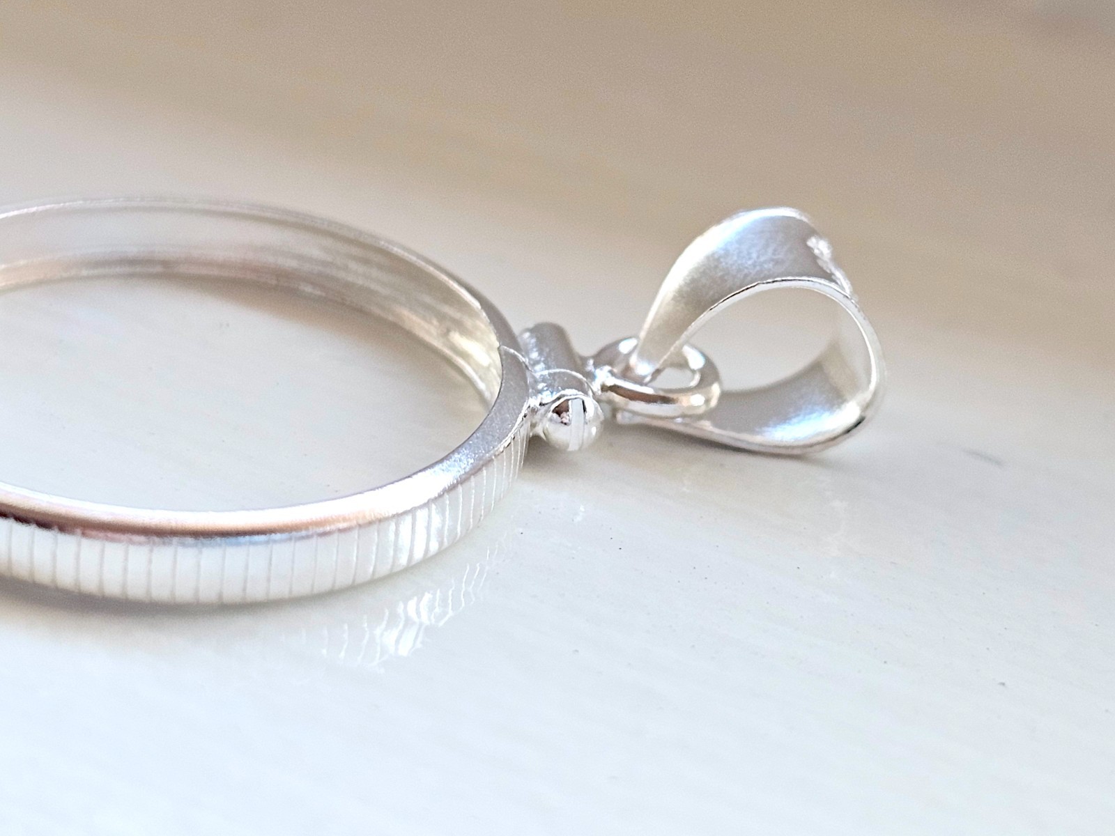 925 Sterling Silver Screw Top Simple Bezel for 21mm Nickel 5 Cent Coins
