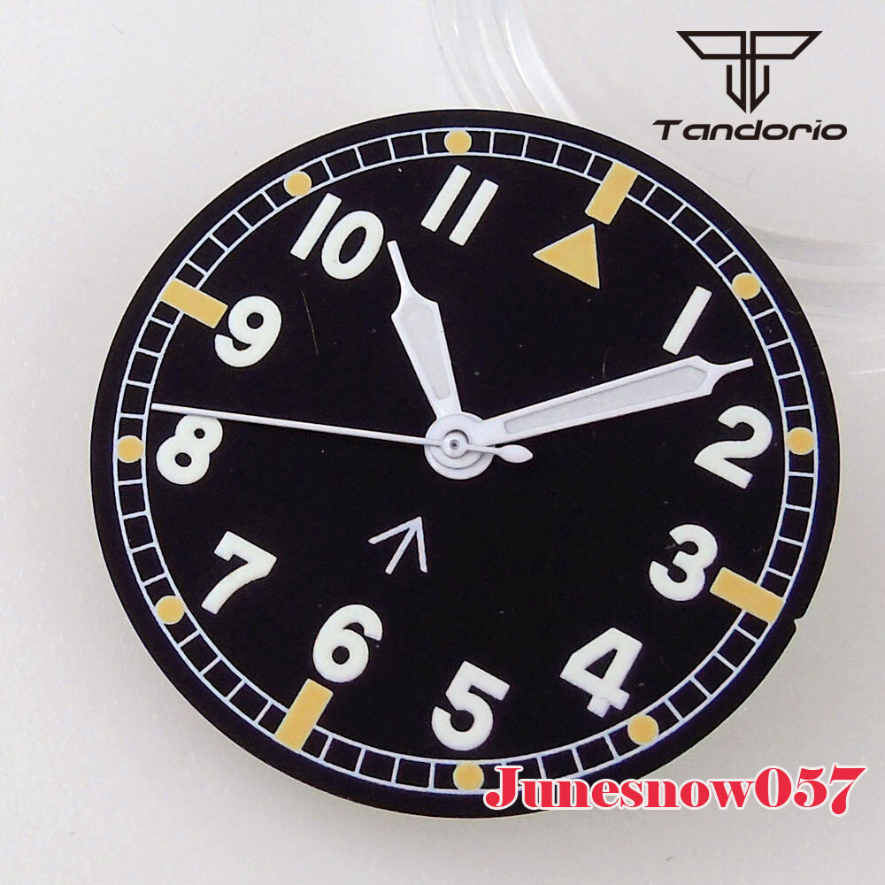 Tandorio Silver/Black Watch Dial Numbers Lume 29MM Fit NH35A NH36A Movement Men