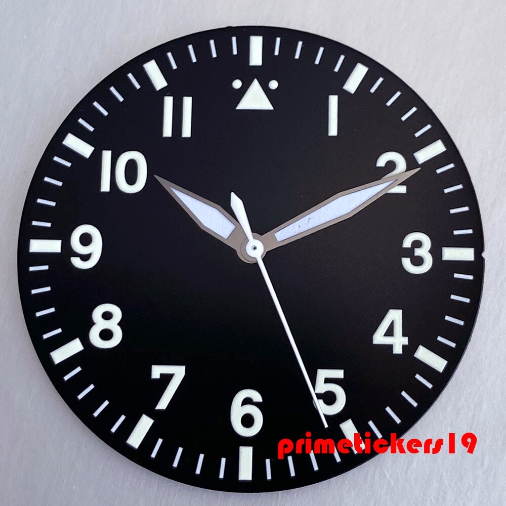 43mm Pilot Watch Case+Dial Hands Set Sapphire Fit NH35 ETA2824 PT5000 Clear Back