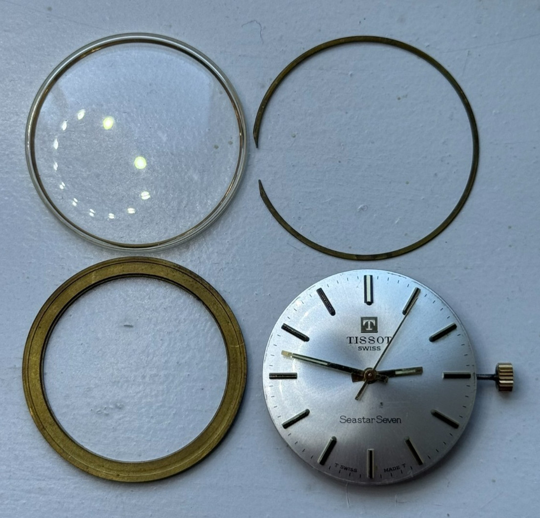 Tissot Seastar Seven 2451 Manual Watch Movement + Dial + Hands + Crown + Stem