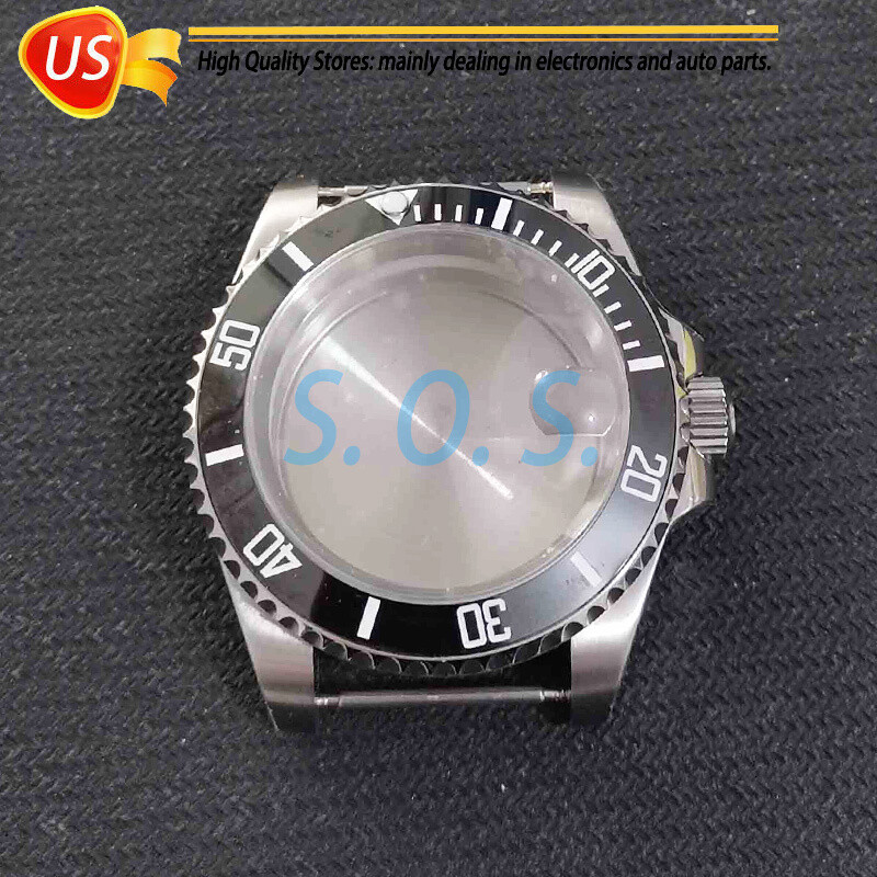 For NH35 NH36 4R35 4R15 4R36 SKX007 Movement Ceramic Bezel Watch Case Black 40mm