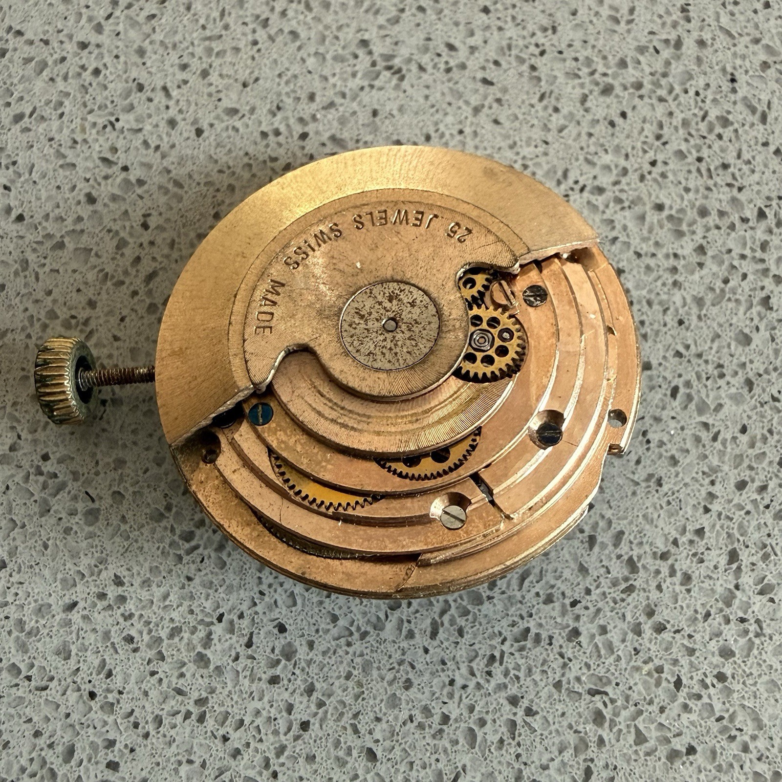 Vintage Swiss 25 Jewel Automatic Watch Movement 26mm Spares Repair