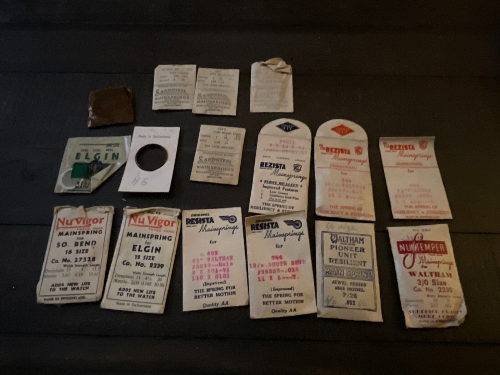 Lot of 16 Assorted Pocket Watch Mainsprings Waltham Elgin South Bend