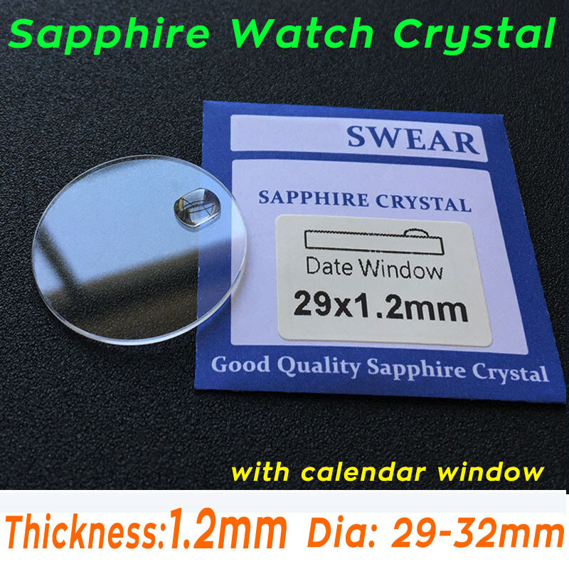 Round Flat 1.2mm Sapphire Watch Lens 29-32mm Watch Crystal Date Calendar Window