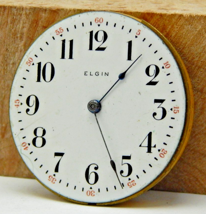 Antique 1915 Elgin 289 6 size 7 jewel hunting pocket watch movement with dial
