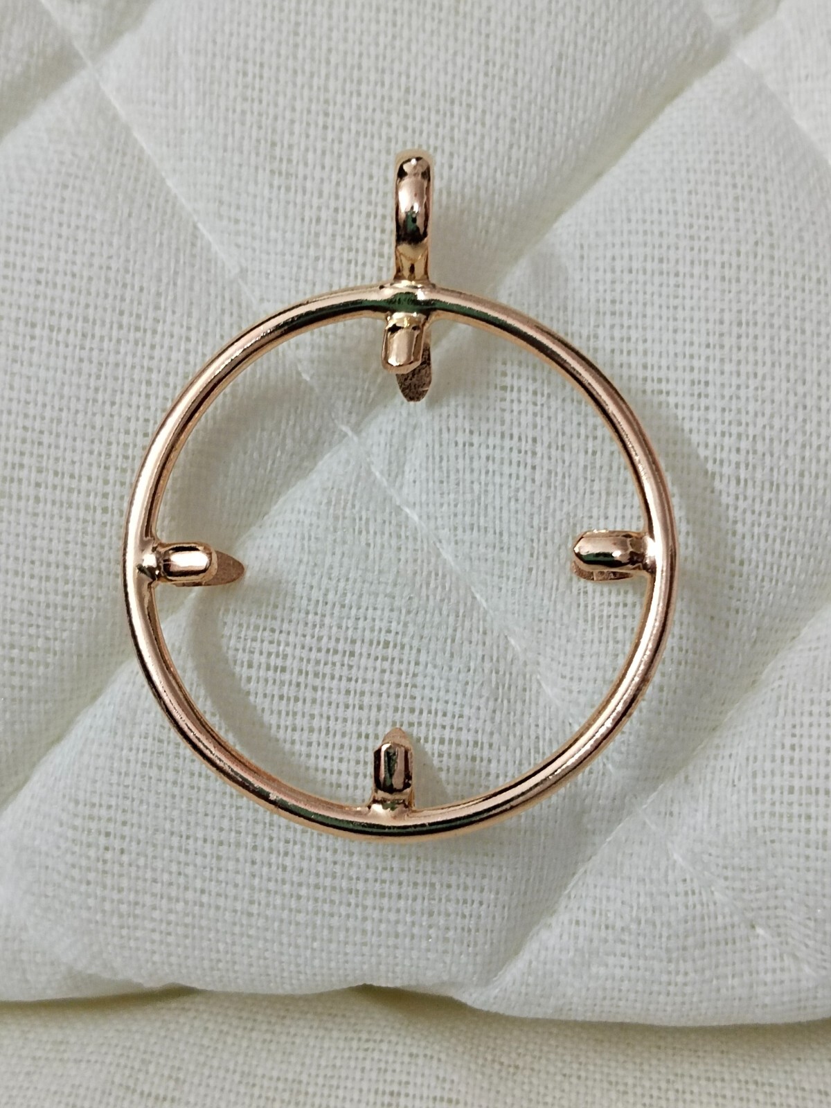 925 Sterling Silver Round Pendant setting prong Blank Bezel Holder Coin