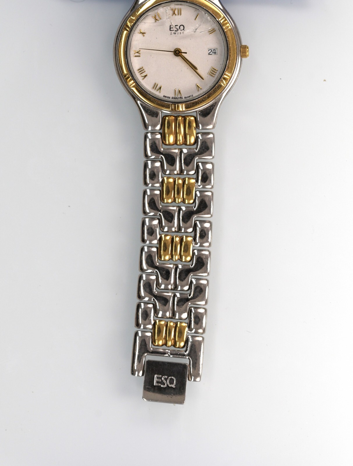 ESQ Watch Men Swiss 300210A Silver Gold Stainless St Quartz NON-WORKING