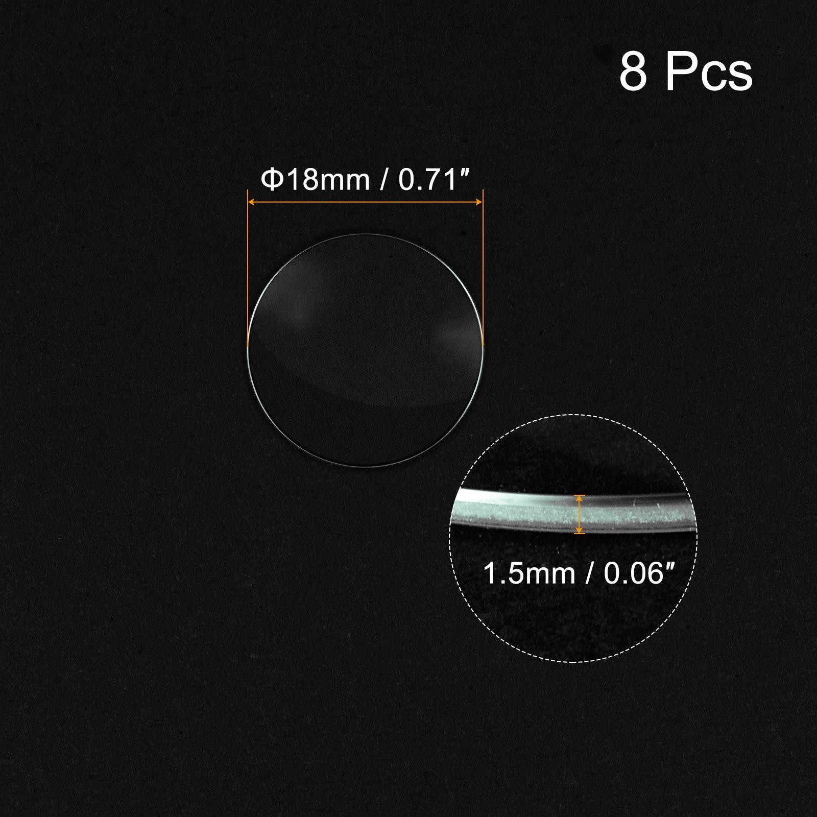8Pcs 18.5mm Dia Watch Glass Crystal Lens Single Dome Round 1.5mm Edge Thickness