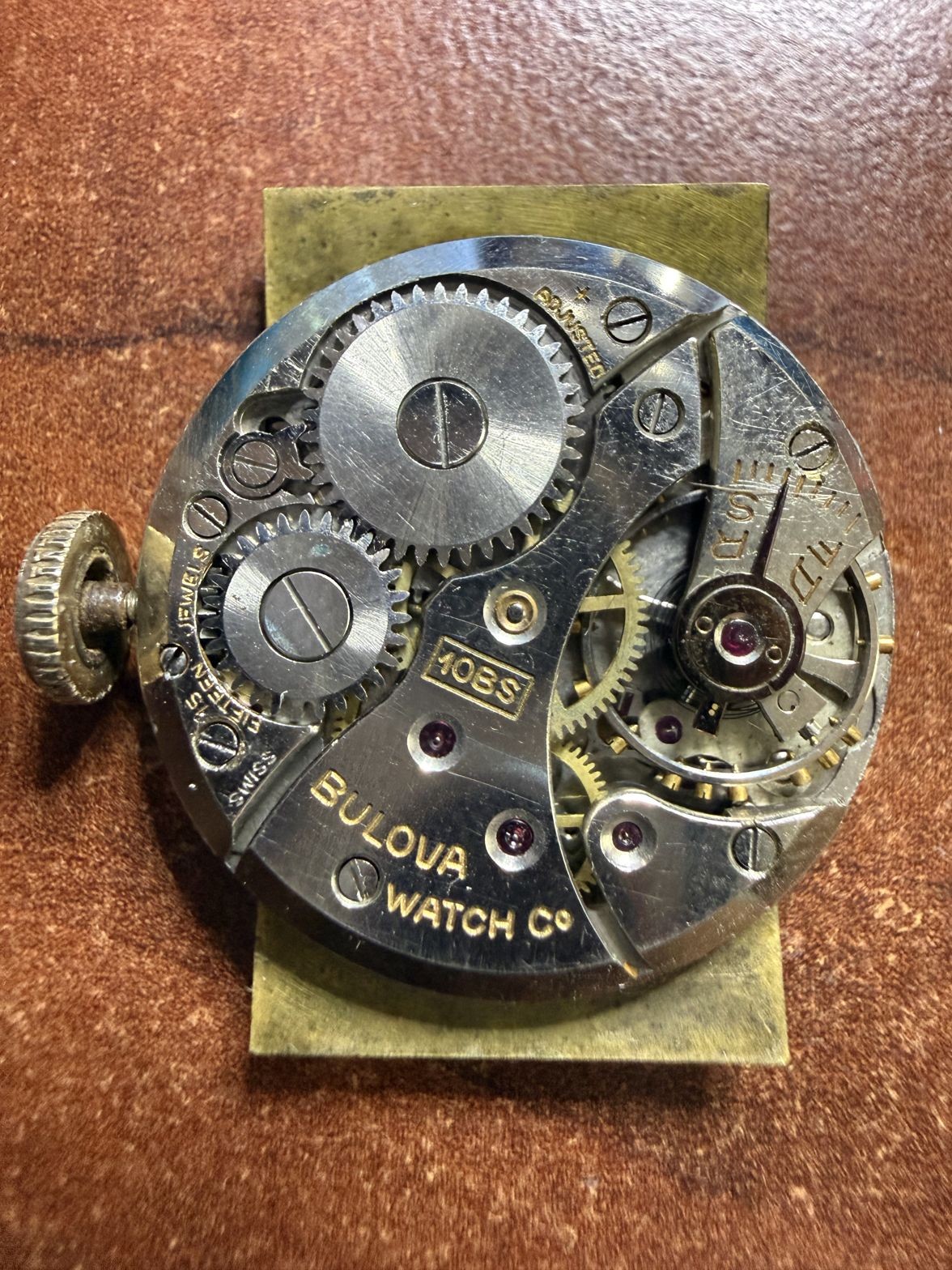 Bulova 10BS 15 Jewel Movement Rectangular Dial Minute Hand Missing Parts