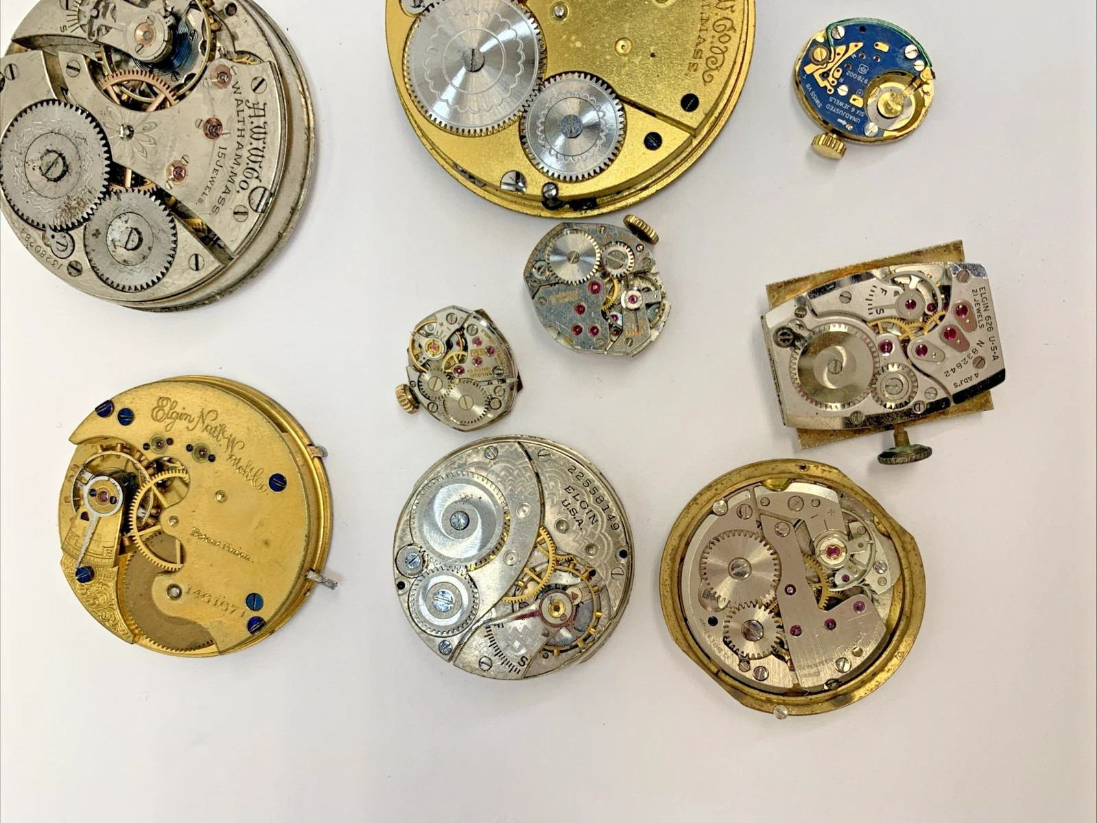 PARTS AS IS Watch Lot Pocket Watches Movements Waltham Elgin Lord