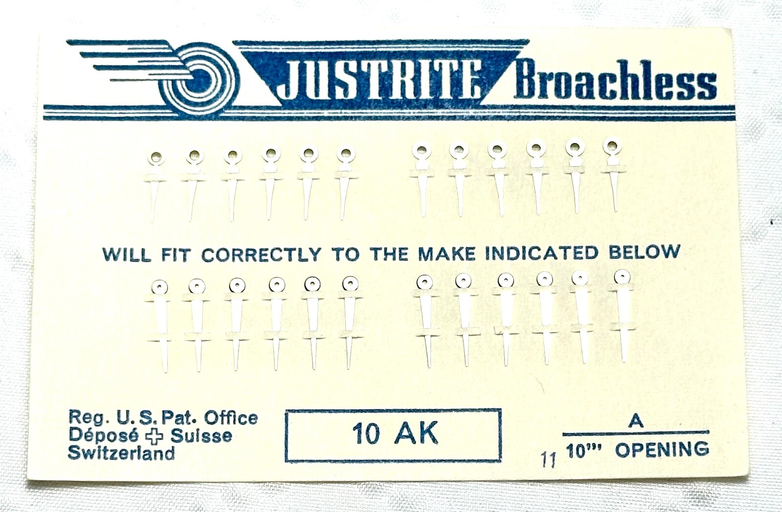 Justrite Broachless 10AK Silver Lozenge Hands 11” opening LOT AS SHOWN 20-44