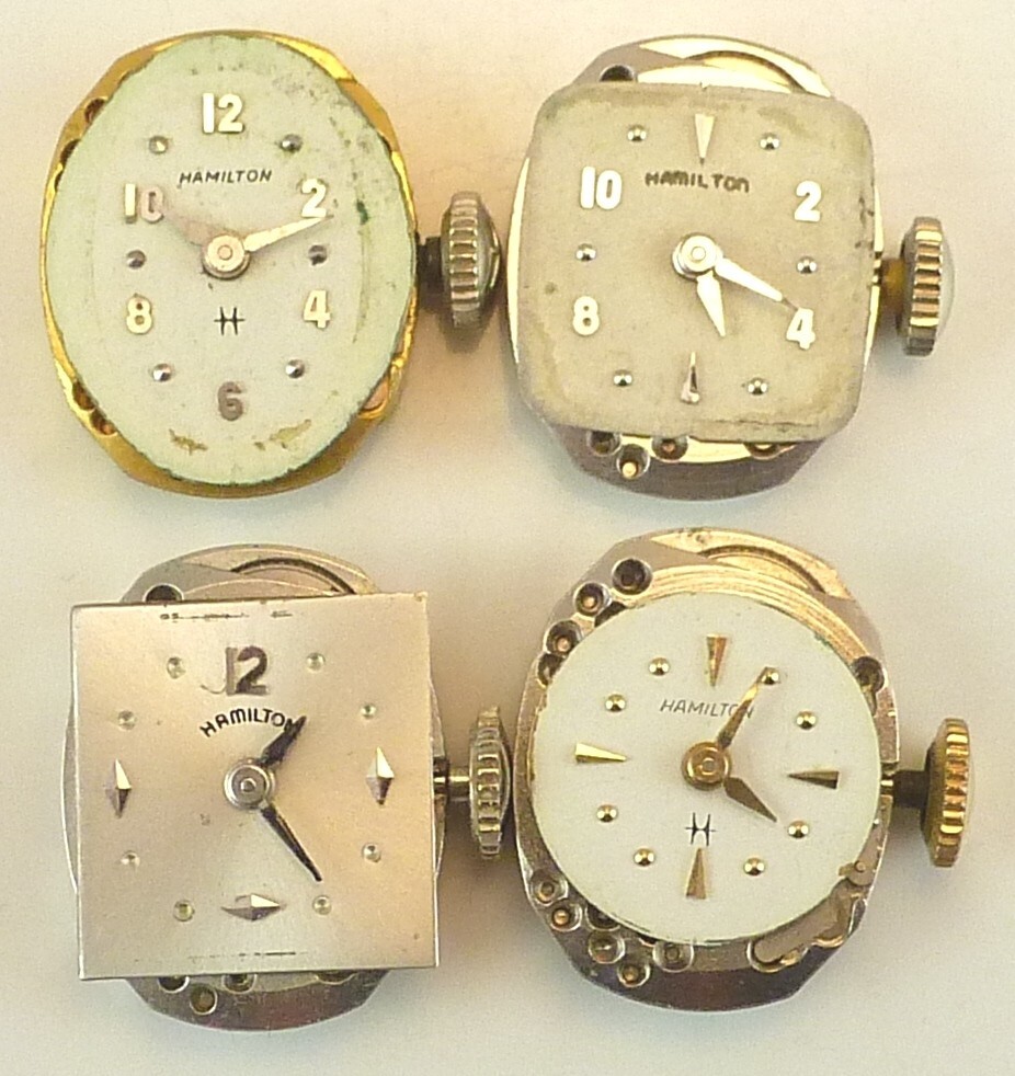 Lot of 4 Hamilton Lady’s Wristwatch Movements, 757, 757, 761, 780 – All Running