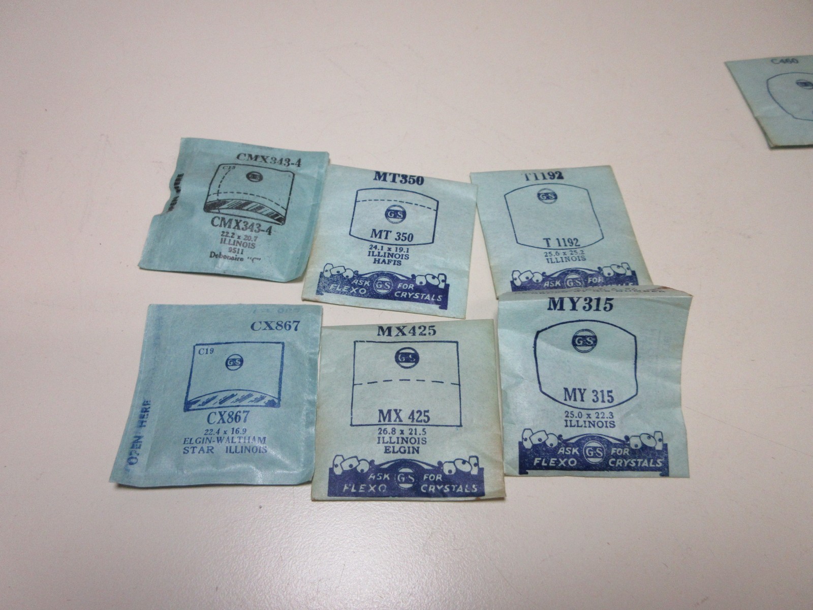 LOT OF G.S SUC MENS ILLINOIS WATCH CRYSTALS ASSORTED NEW OLD STOCK FLEXO #215