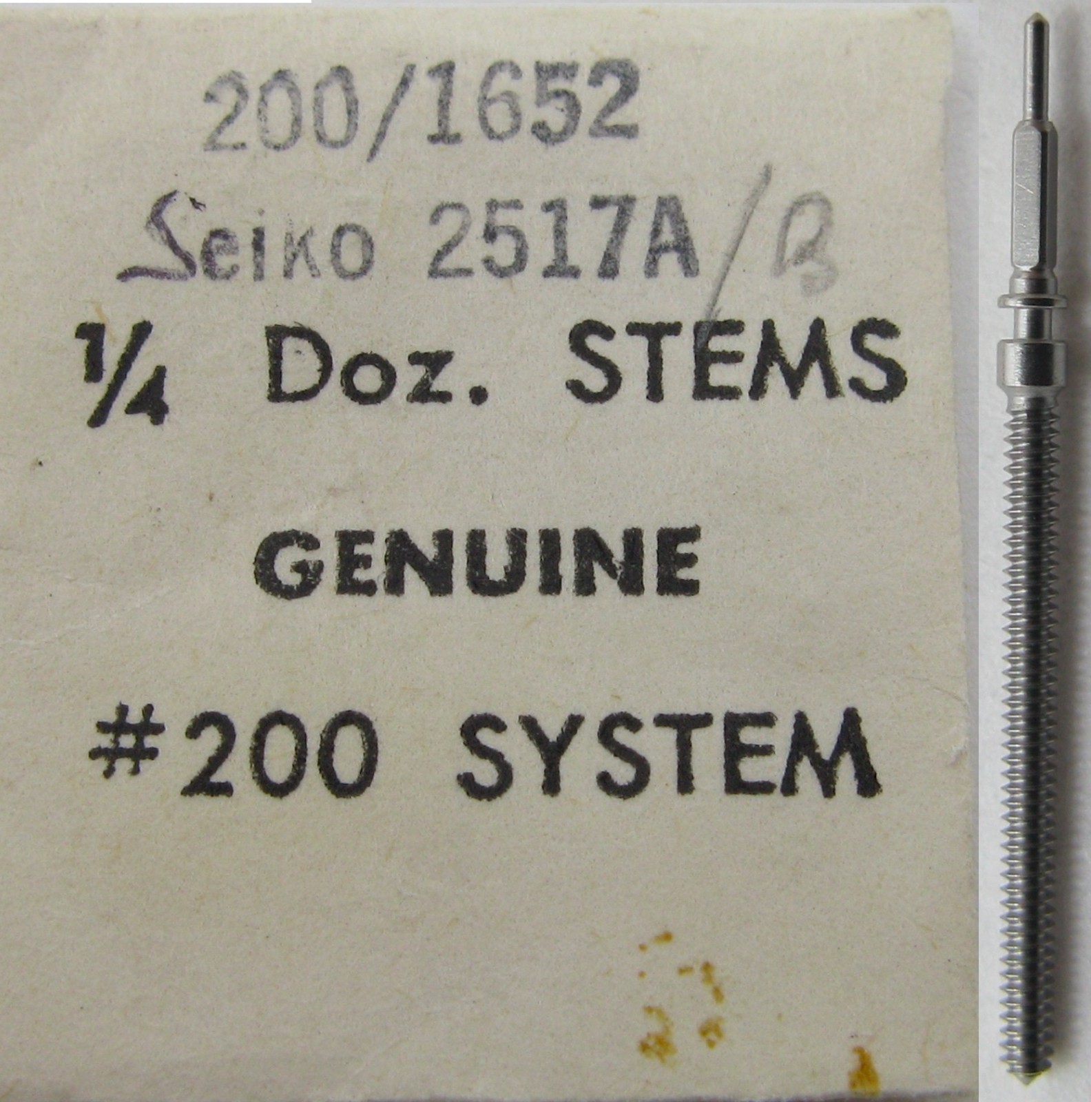 Seiko 2517A / B watch part: one setting stem tap 10 BF 200 / 1652