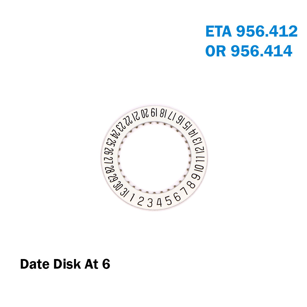 ETA Movement Disk Number 956.412,956.414-White Date Position At 6.