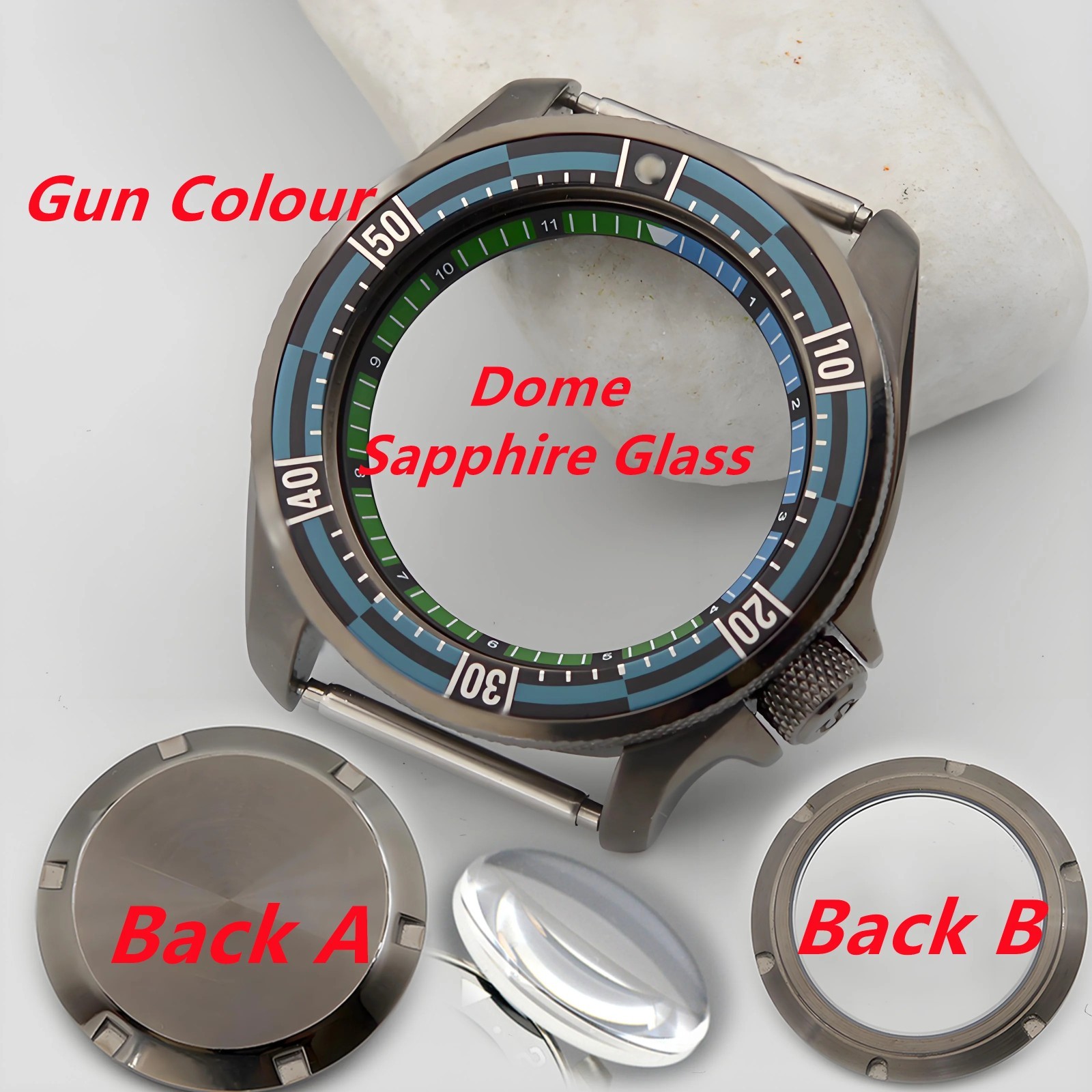 Watch Case SKX007 SKX009 Gunmetal for NH34 NH35 NH36 Sapphire Crystal