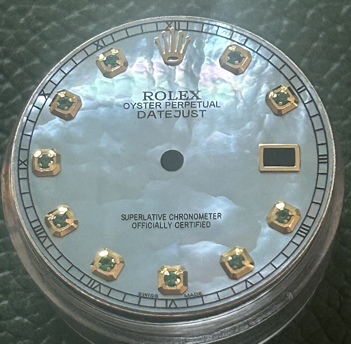 Rolex Mens Datejust Custom Blue MOP Emerald Dial For Models 16013 16233 116233