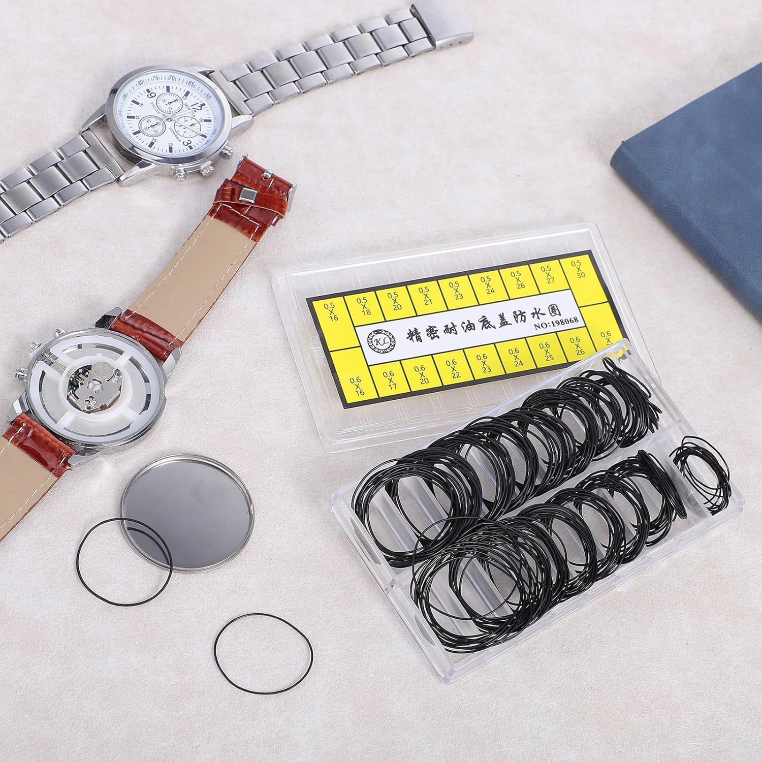 210 ‬Pcs 18 Sizes O Ring Watch Gasket Rubber, Waterproof Watches Back Rubber