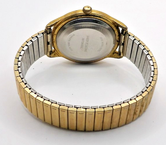 Vtg Timex Automatic Day Date Mens Watch Goldtone 37869 Speidel Band Works!