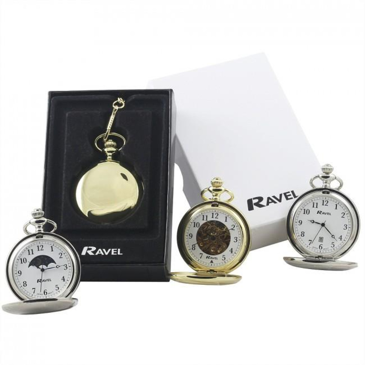 Silver Pocket Watch with Date Window, Classic Full Arabic Dial, Chain Included