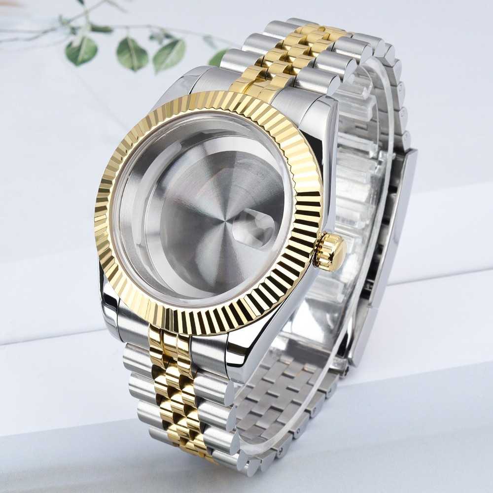 Oyster Perpetual Watch Case Bracelet STEEL Two Tone Gold For Seiko NH35 Movement