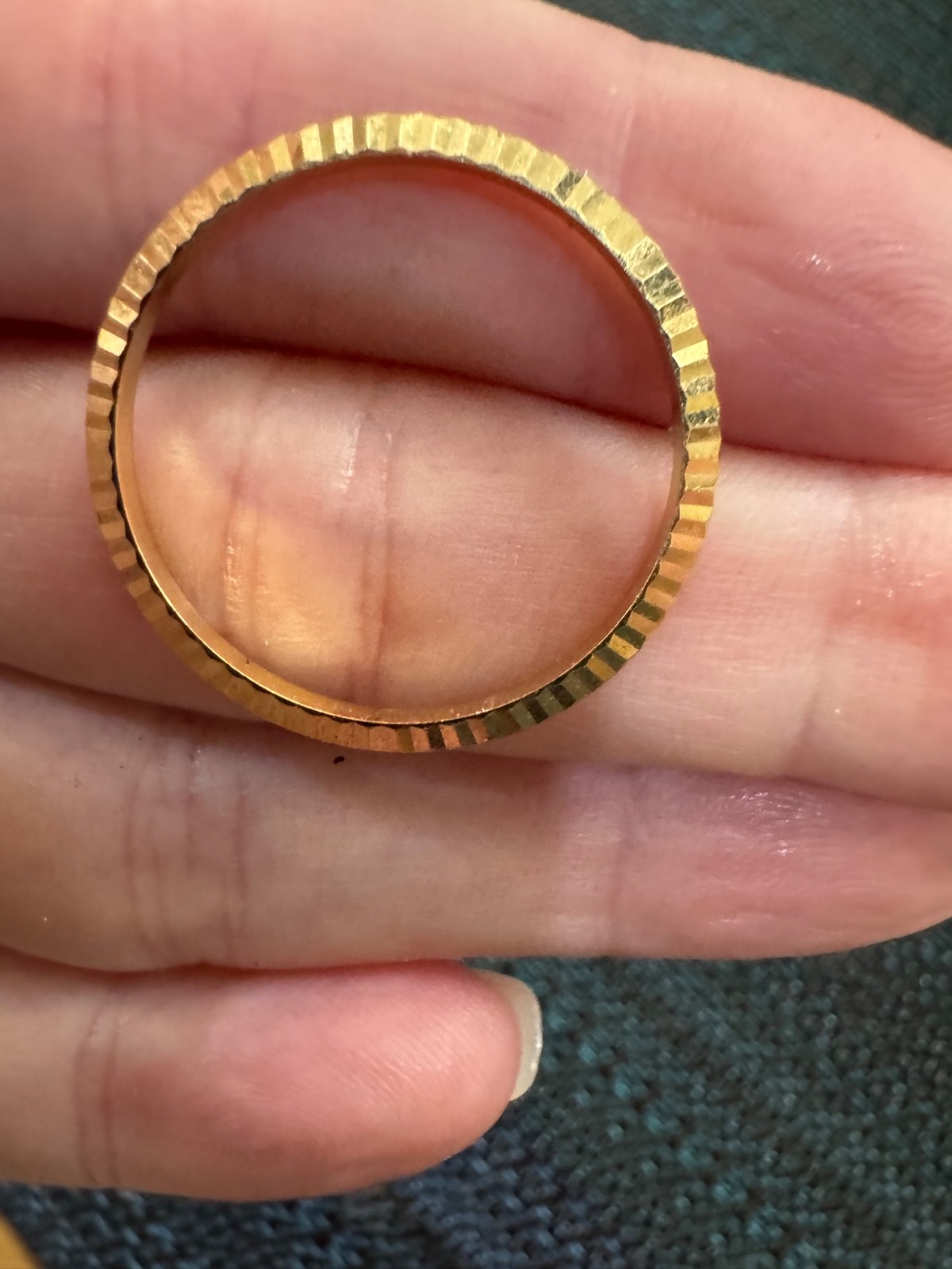 Original Solid 18K Yellow Gold Rolex Ladies Datejust Fluted Watch Bezel (C22)