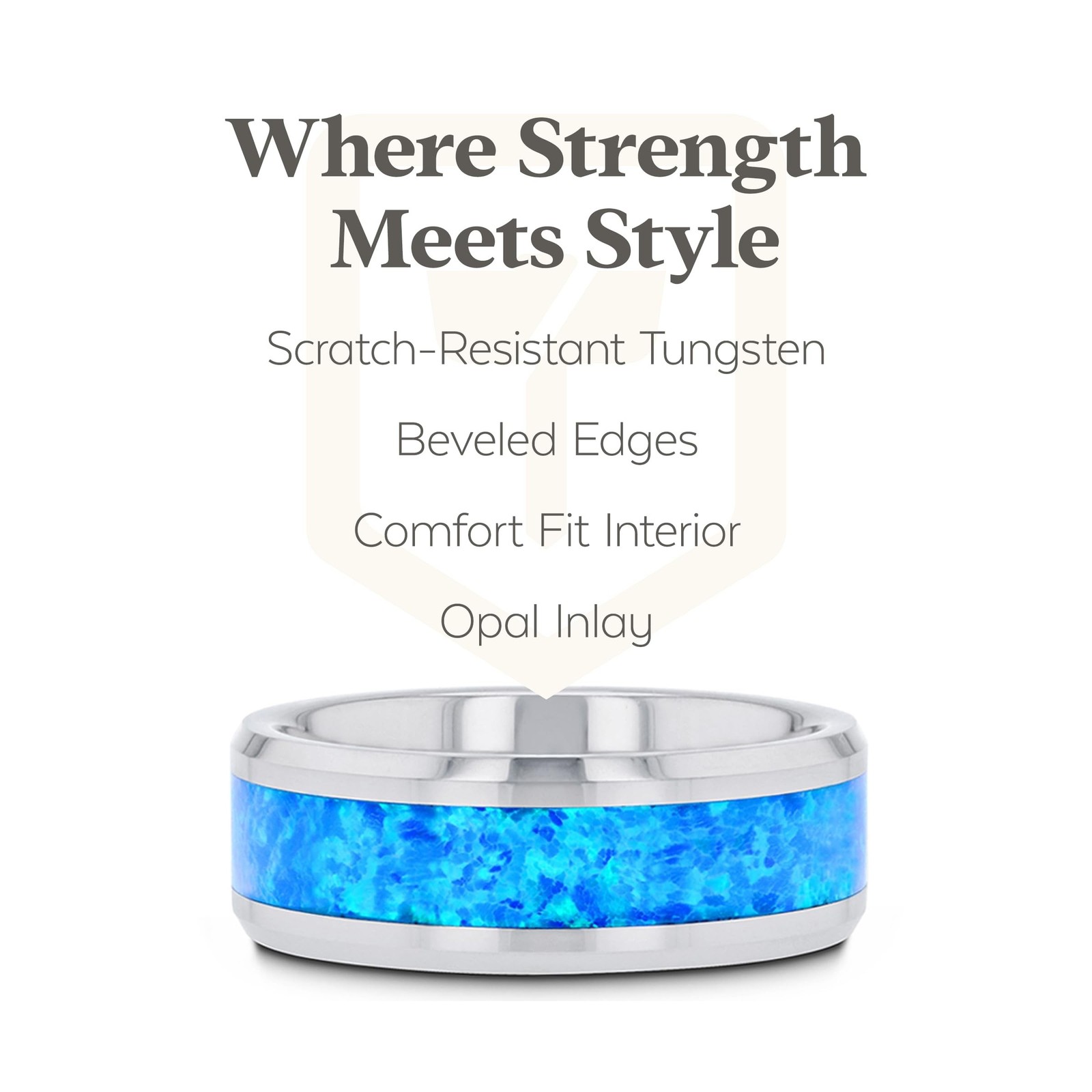 QUASAR Tungsten Wedding Band with Blue Green Opal Inlay – 4mm – 10mm 5.5